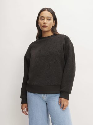 The ReNew Fleece Oversized Crew | Black