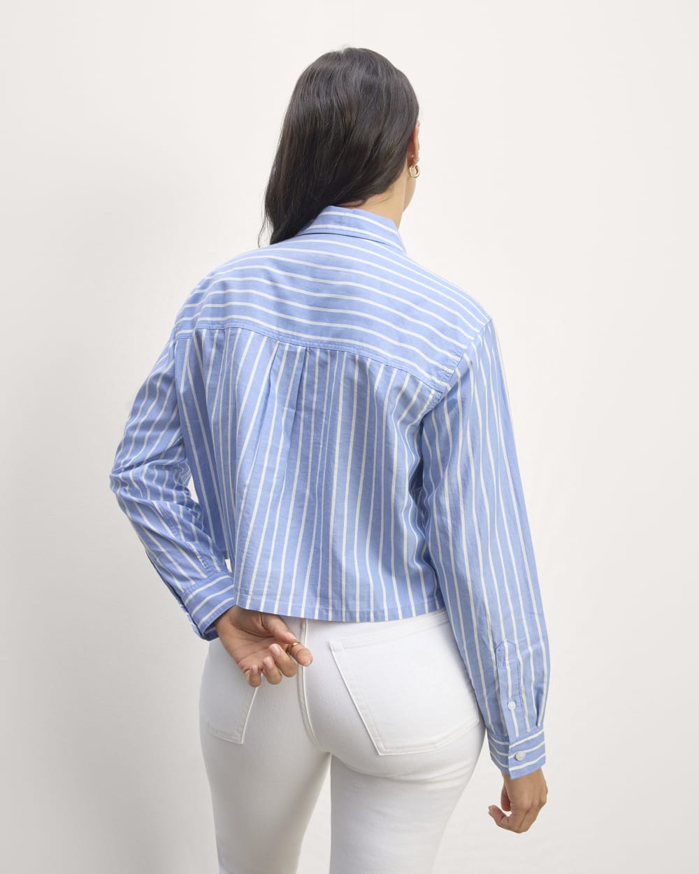 The Way-Short Shirt in Silky Cotton | Mariner Blue / White - Image 4