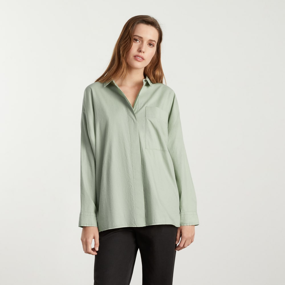 The Oversized Silky Cotton Shirt | Laurel - Image 2