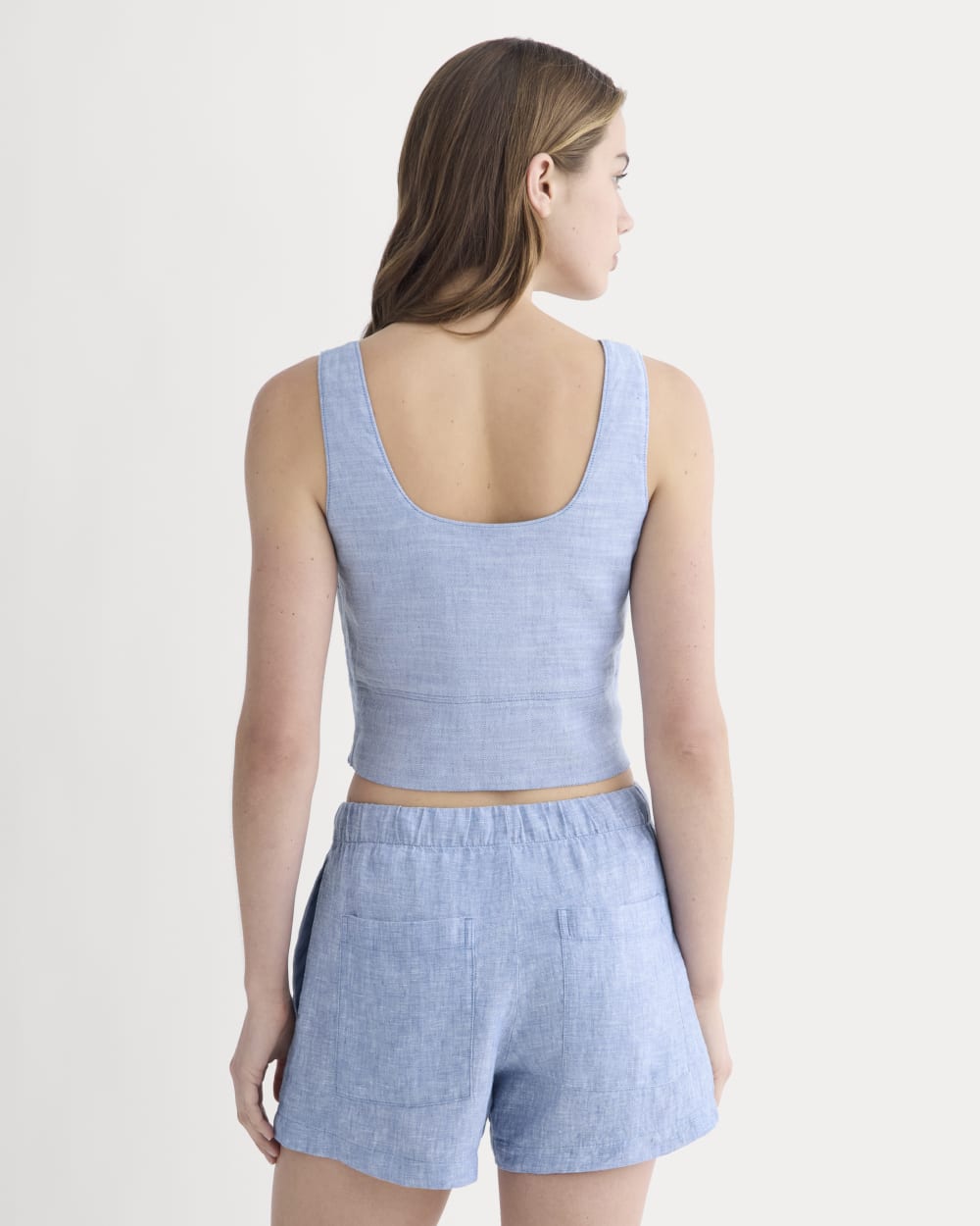 The Square Tank in Stretch Linen | Chambray - Image 5