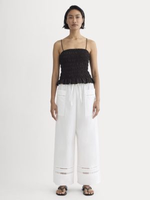 The Lace Trim Pant | White