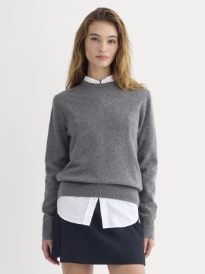 Cashmere Slim Crew Sweater | Heather Charcoal