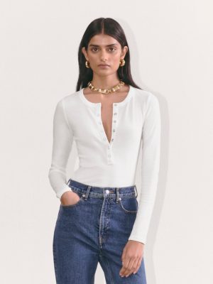 The Luxe Rib Henley | White