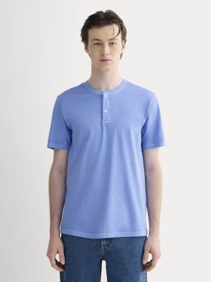 The Essential Organic Garment-Dyed Henley | Granada Sky Blue Garment Dye