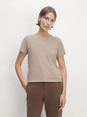 The Box-Cut Tee in Essential Cotton | Burnt Sugar | No Pocket
