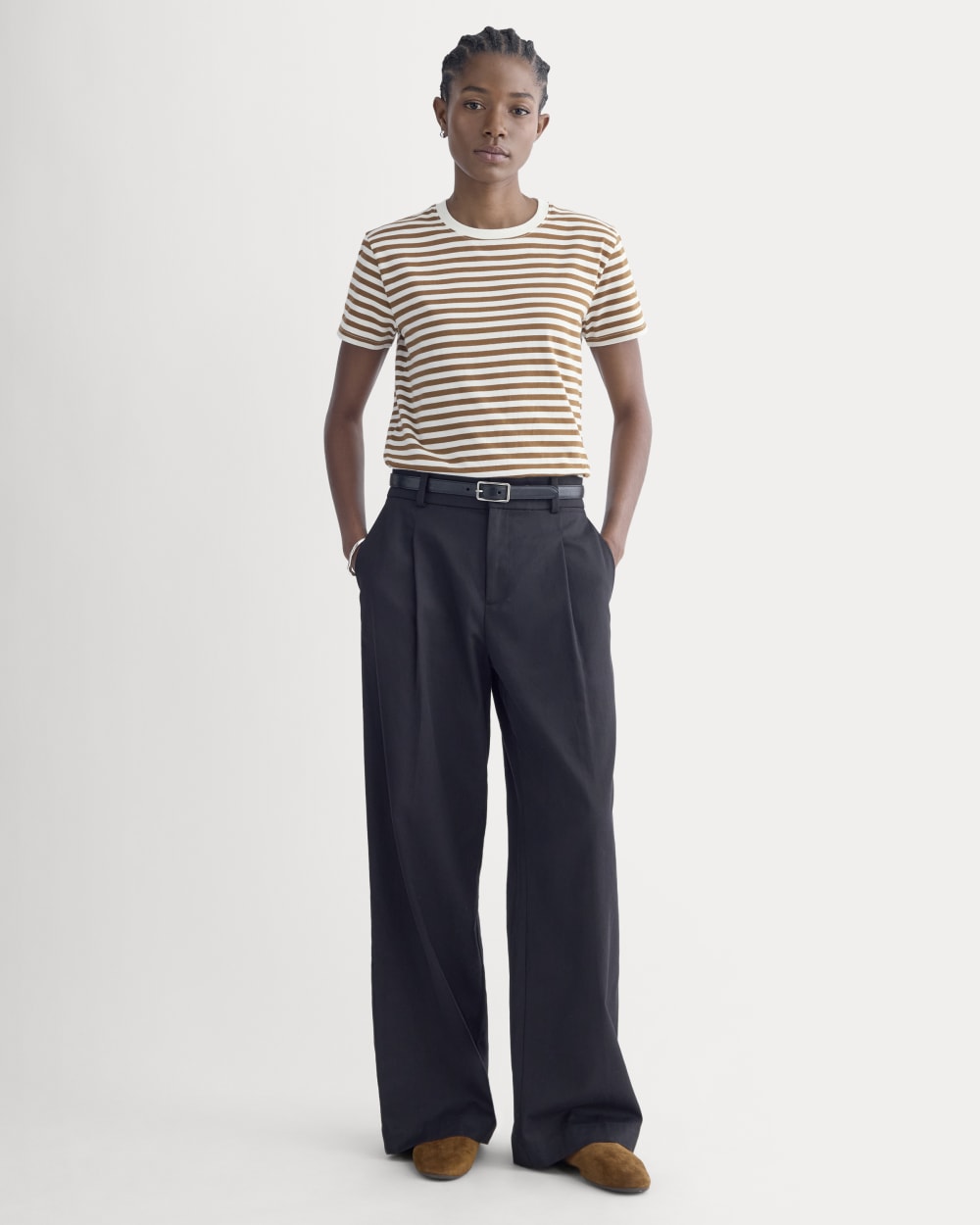 The Box-Cut Tee in Essential Cotton | Bone/Toffee | No Pocket - Image 3