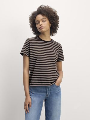 The Box-Cut Tee in Essential Cotton | Artist Clay / Black | No Pocket