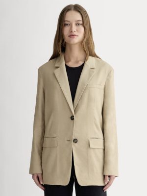 The Oversized Blazer in Stretch Linen | Trench Coat Khaki