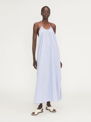 The Tie-Back Halter Dress | Mazarine Blue / Optic White