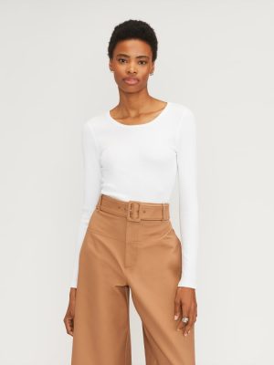 The Supima® Micro Rib Cropped Long-Sleeve Crew | White