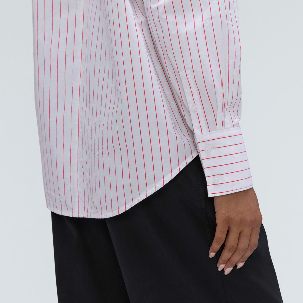 The Oversized Poplin Shirt | Equestrian Red / White - Image 4