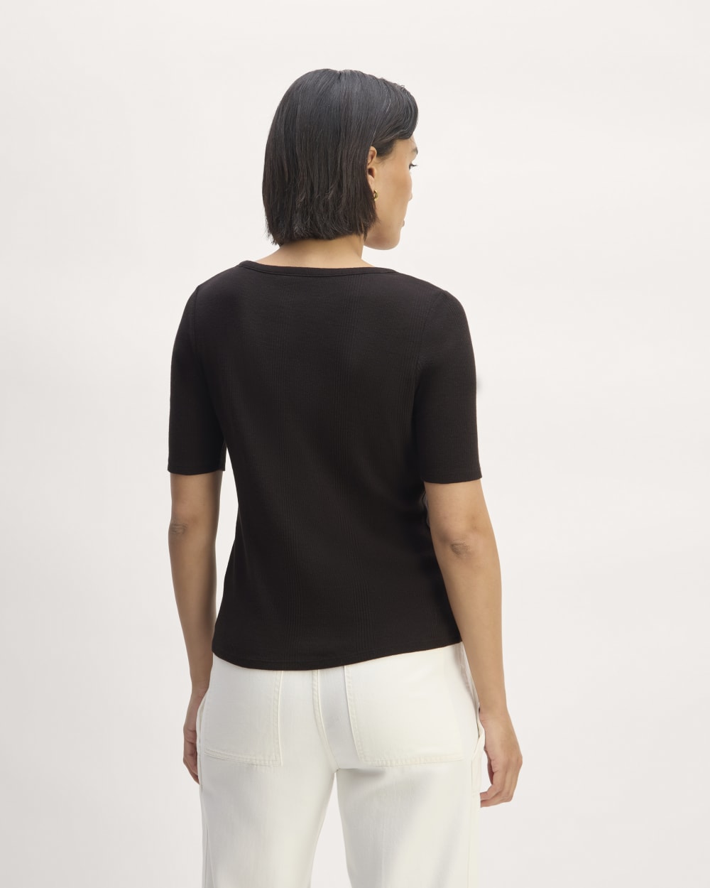 The Vintage Rib Scoop-Neck Top | Black - Image 6