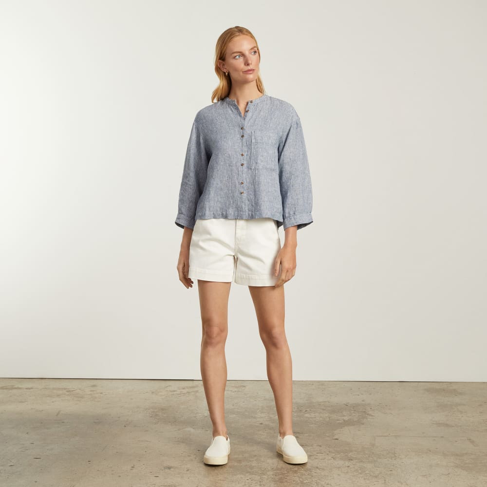 The Linen Billow Blouse | Blue Pinstripe - Image 5