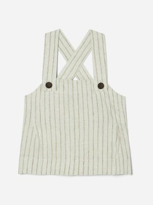 The Apron Linen Tank | Seafoam Pinstripe