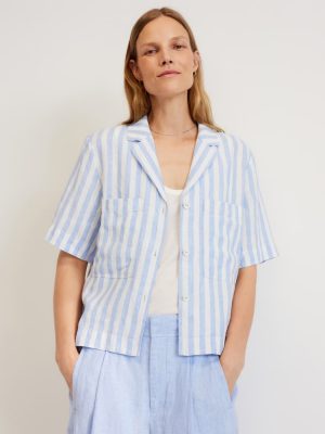 The Linen Workwear Shirt | Blue / White