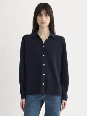 Cashmere Button-Up Shirt | Navy
