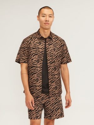 The Poplin Short-Sleeve Shirt | Tiger Stripe Toasted Coconut