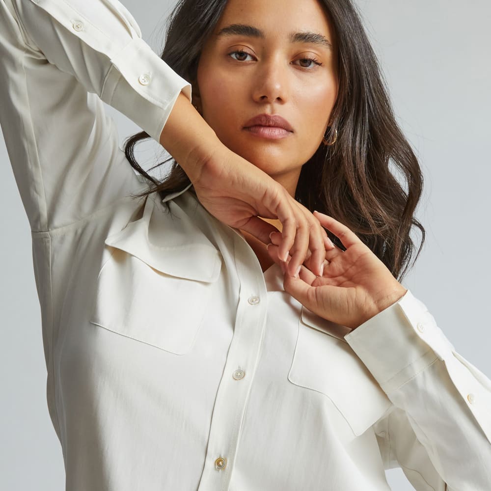 The Washable Silk Relaxed Shirt | Bone - Image 5