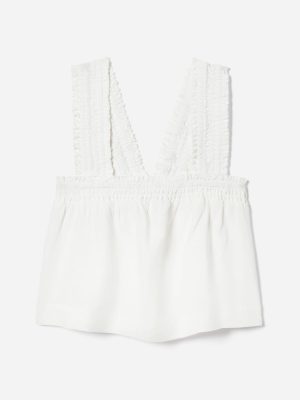 The Smocked Linen Cami | White
