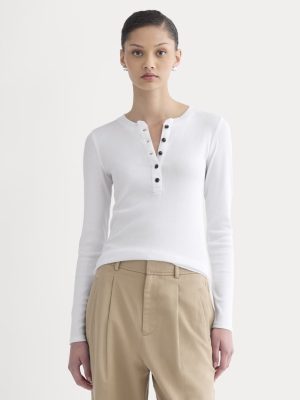 The Luxe Rib Henley | White