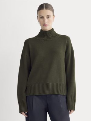 The Boxy Turtleneck in Everyday Cotton | Dark Green