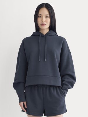 Cropped Luxe Fleece Hoodie | Navy