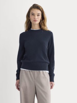 Cashmere Slim Crew Sweater | Navy