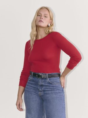 The Luxe Rib Long-Sleeve Crew | Berry Red