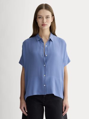 The Boxy Shirt in Washable Silk | French Blue