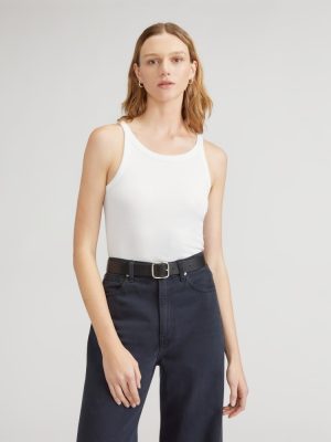 The Supima® Micro-Rib Cropped Tank | White