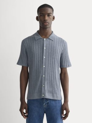 The No-Sweat Button-Down Polo | Heather Sage Blue