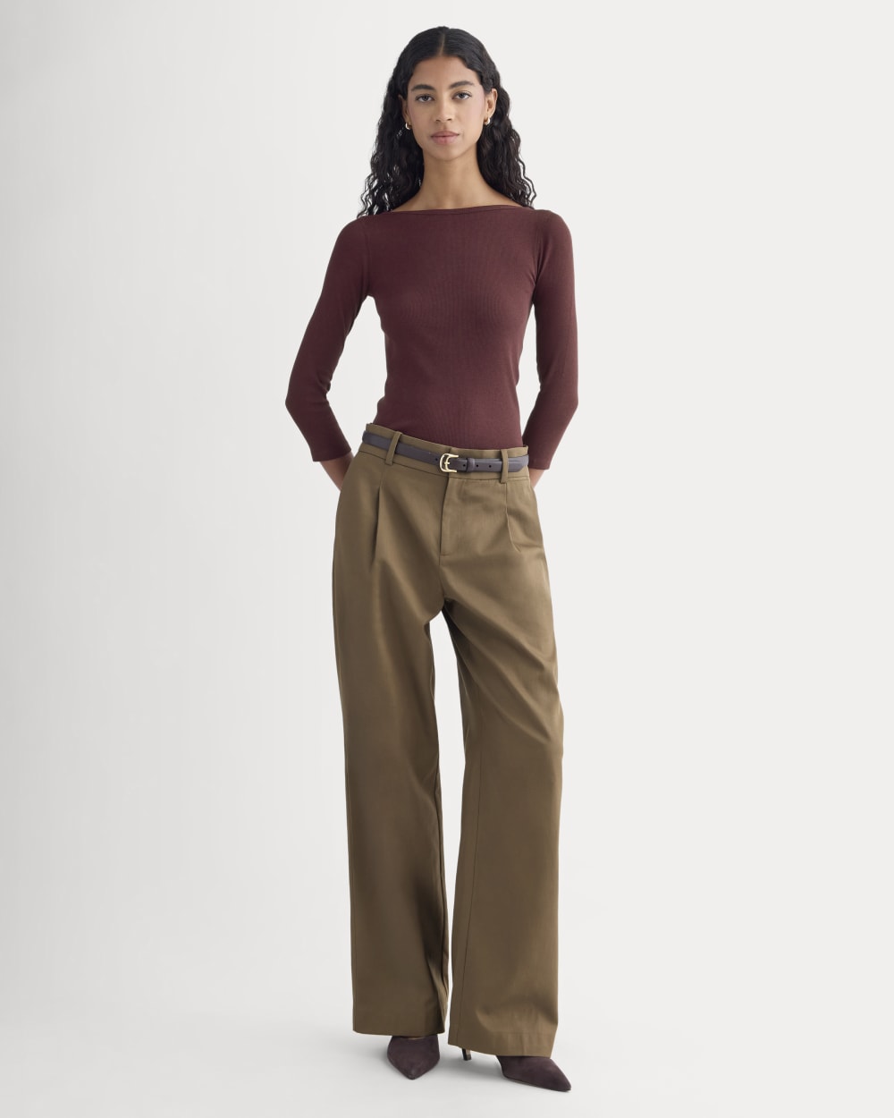 Luxe Rib 3/4 Sleeve Boatneck Tee | Heathered Port Royale - Image 3