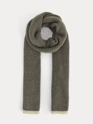 Plush Alpaca Scarf | Mid Grey Heather/ Bone