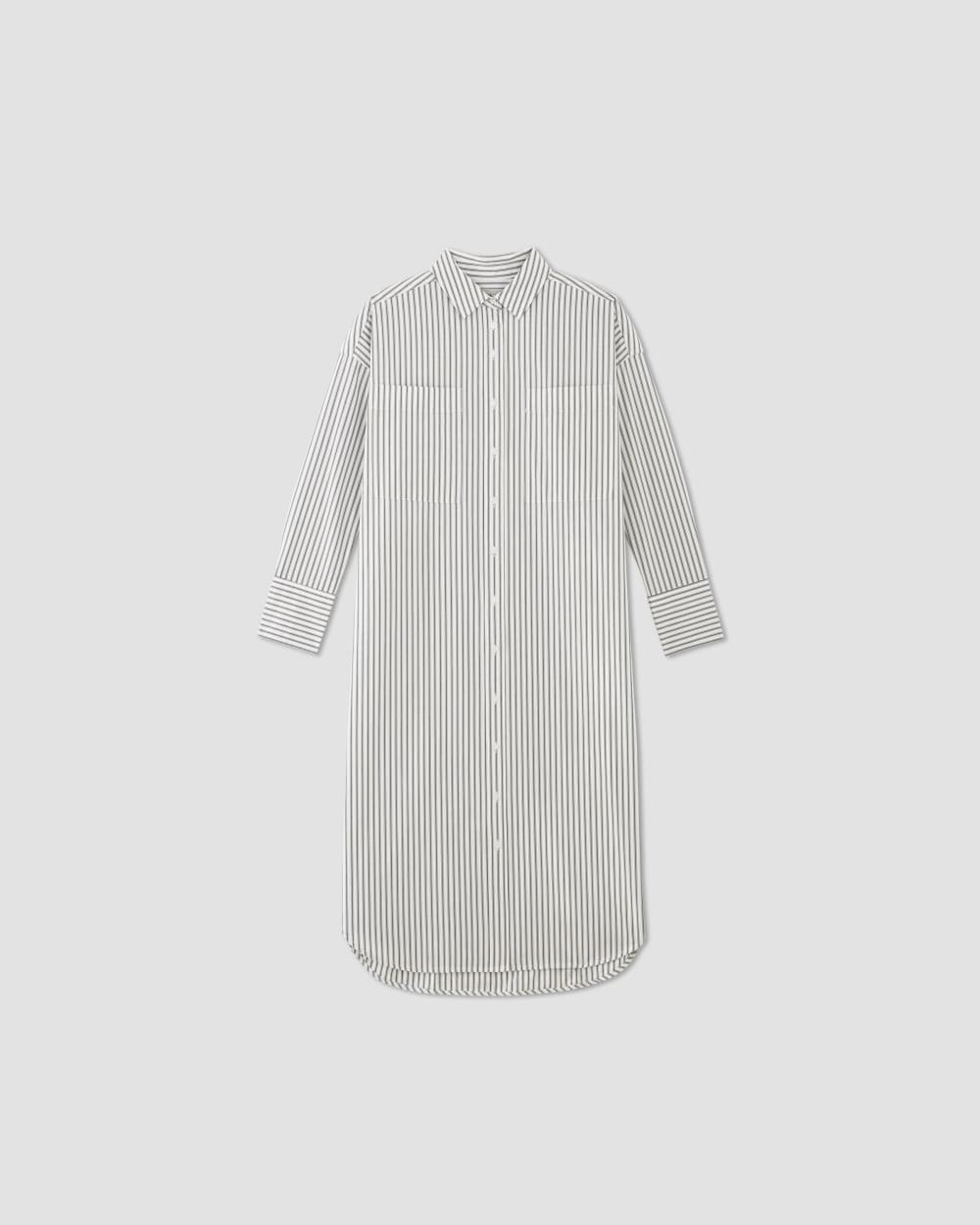 The Midi Cotton Shirt Dress | Bone / Navy - Image 2