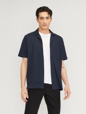 The Pique Short-Sleeve Shirt | Deep Navy
