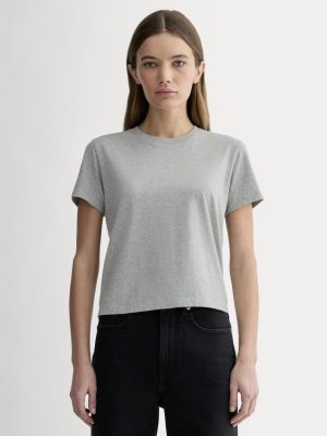 The Box-Cut Tee in Essential Cotton | Heathered Grey | No Pocket
