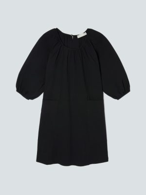 The Seersucker Puff Sleeve Dress | Black