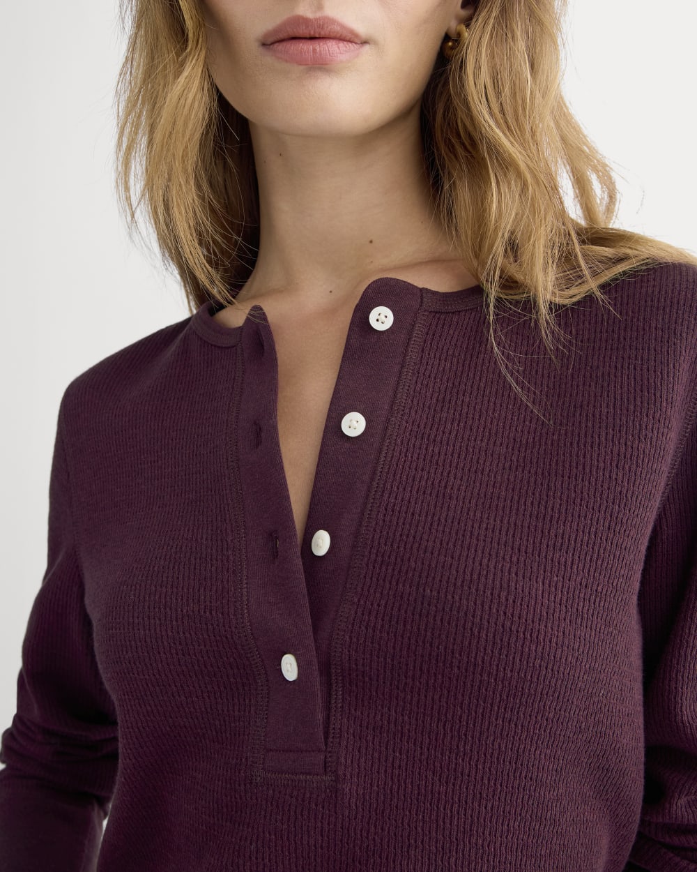 Boxy Henley in Cozy Waffle | Heathered Port Royale - Image 4
