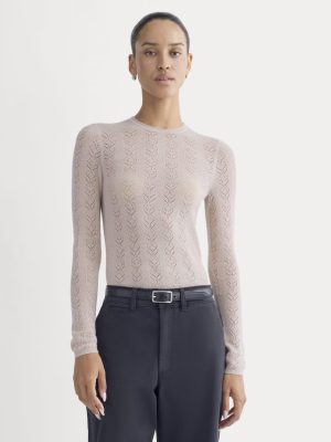 The Pointelle Crew in Ultrasoft Merino | Pale Blush