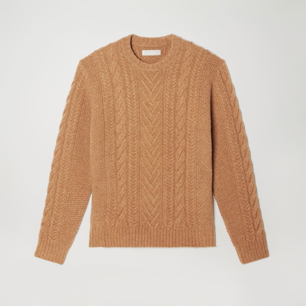 The Felted Merino Cable-Knit Crew | Cappuccino - Image 2