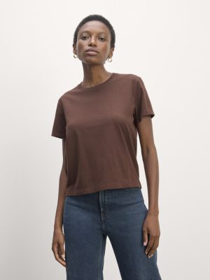 The Box-Cut Tee in Essential Cotton | Dark Mahogany | No Pocket