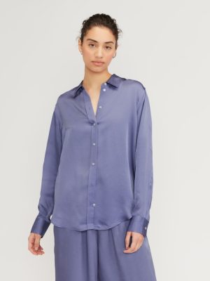 The Satin Relaxed Shirt | Cornflower Blue