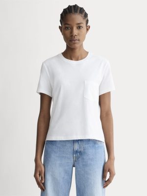 The Box-Cut Tee in Essential Cotton | White | Pocket
