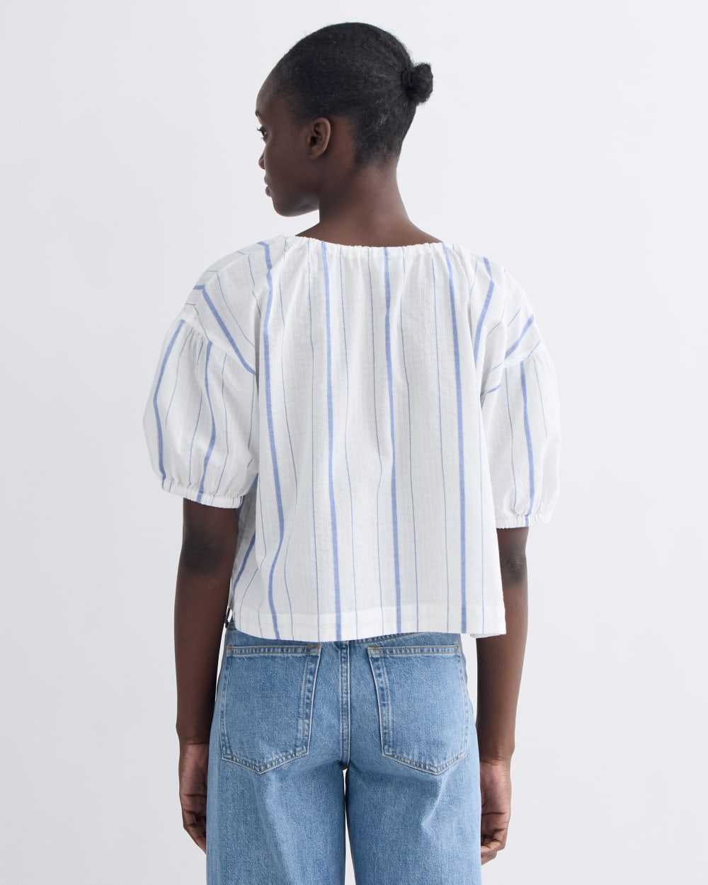 The Gauze Button-Up | Bone / Dutch Blue - Image 5