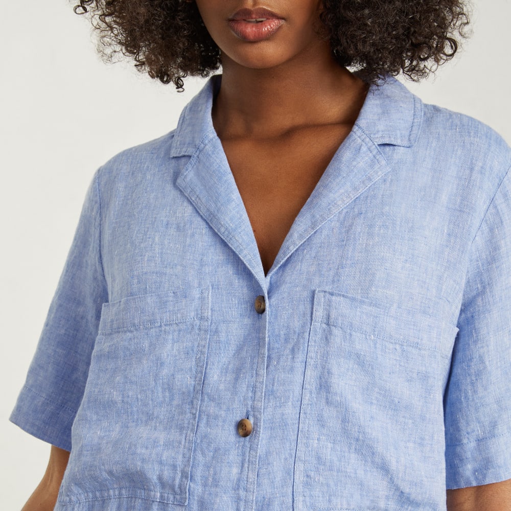 The Linen Workwear Dress | Medium Blue - Image 3