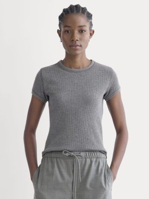 Shrunken Tee in Cozy Waffle | Heathered Charcoal