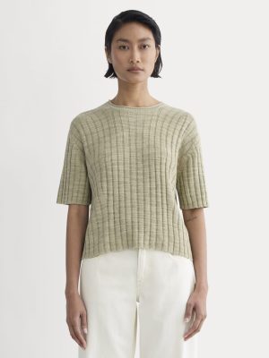 The Oversized Tee in Cotton Linen | Eucalyptus