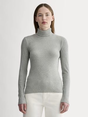 The Luxe Rib Turtleneck | Washed Heathered Grey