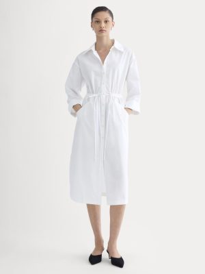 The Drawcord Shirtdress in Ultrasoft Cotton | White
