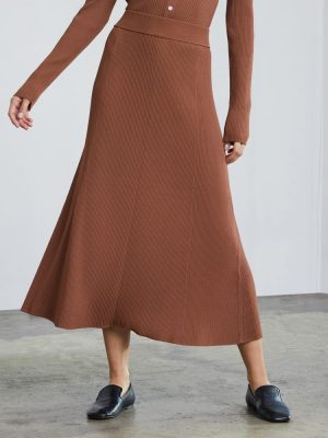 The Ribbed Knit Skirt | Cocoa Brown